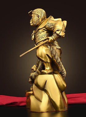 极速黄铜斗战胜佛铜器摆件齐天大圣办H公书房桌面工艺装饰品孙悟
