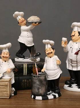 新品创意餐厅酒吧厨师小摆件造型厨房蛋糕饭店吧台酒柜.家居装饰