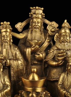 极速全铜五路财h神摆件招财聚宝盆存钱罐店铺供奉客厅玄关装饰开