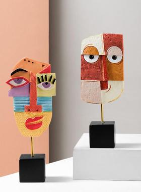 极速创意ins抽象艺术人脸摆件轻奢现代客厅电视酒V柜办公室家居装