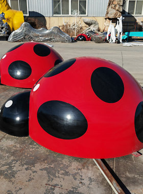 极速不锈钢动物七星瓢虫仿真抽象喷漆甲壳虫现代户外Y简约落地摆