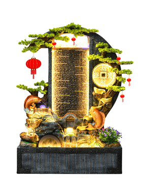 极速大型落地假山流水摆件客厅水幕墙装饰店N铺开业布置乔迁新居