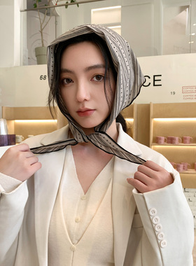 复古文艺棉三角巾披肩女春夏款波点小花屁帘腰挂田园风头巾发带