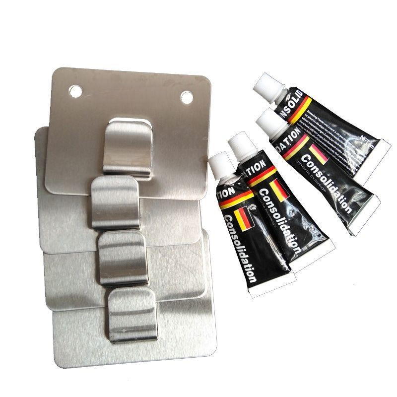 Stainless steel strong adhesive double claw buckle storage rack patch seamless hook kitchen chopstick cage claw sticky hook