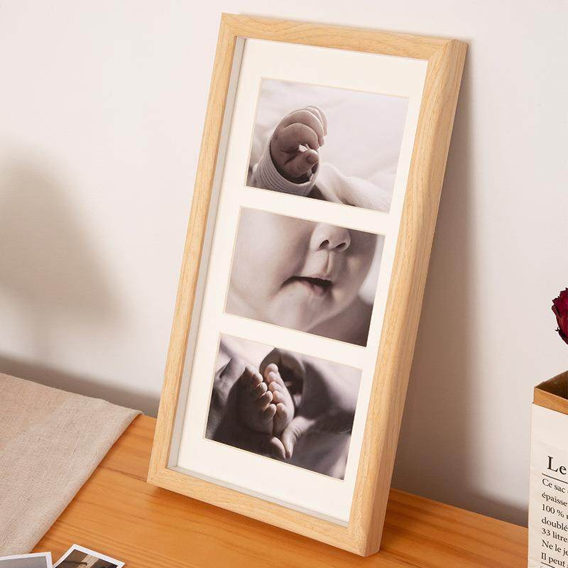 实木三宫格三联相框摆台儿童宝宝细节创意照相框洗照片挂摆两用,淘宝优惠券,粉丝福利购,淘宝优惠卷