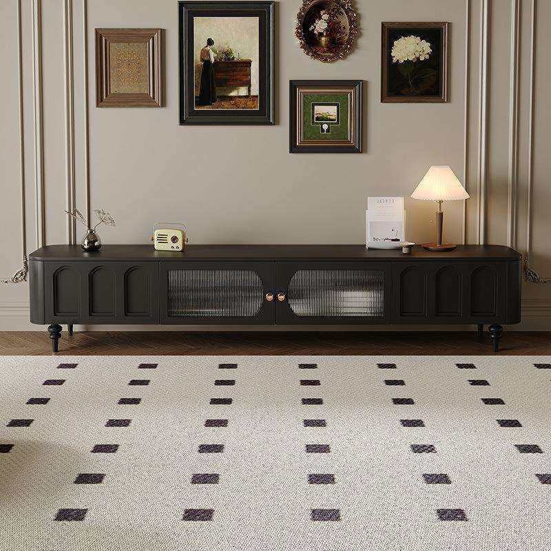 法式复古电视柜茶几组合现代简约客厅地柜实木黑色中古,淘宝优惠券,粉丝福利购,淘宝优惠卷