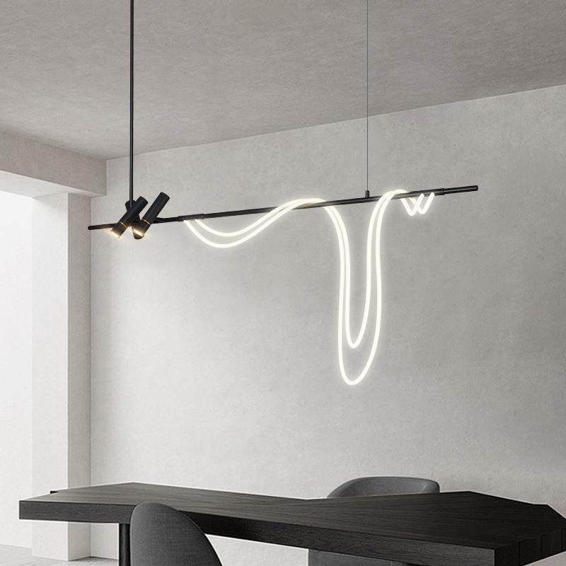 后现代轻奢艺术长条餐厅吊灯北欧设计师饭厅餐桌吧台线条艺术灯具,淘宝优惠券,粉丝福利购,淘宝优惠卷