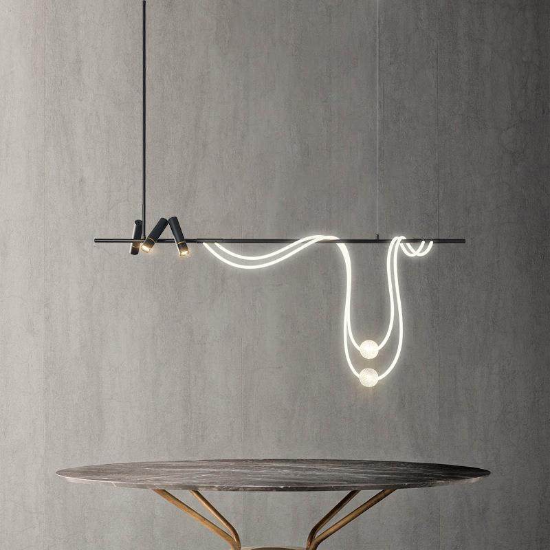 后现代轻奢艺术长条餐厅吊灯北欧设计师饭厅餐桌吧台线条艺术灯具,淘宝优惠券,粉丝福利购,淘宝优惠卷