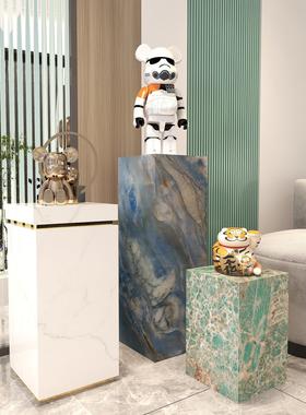 岩板花架落地石柱玄关摆件雕塑展示台客厅电视柜旁装饰大理石底座