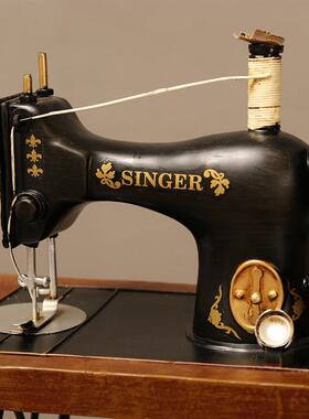 复古老式缝纫机电话收音机模型摆件怀旧自行车酒柜装饰品拍照道具