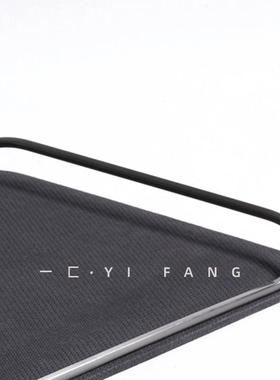 一匚 现代轻奢皮质托盘黑色浅灰色样板间售楼处金属双耳方形摆件