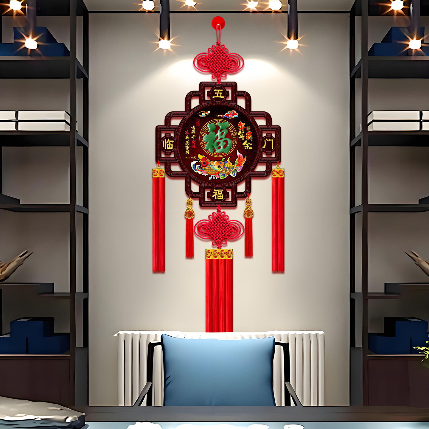 中国结挂件客厅福牌中国结桃木挂饰大号玄关背景墙电视墙平安结,淘宝优惠券,粉丝福利购,淘宝优惠卷