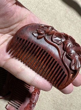 紫檀木雕花雕刻小梳子细作木质按摩头皮雕花木梳