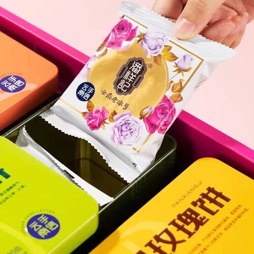 潘祥记铁盒礼盒装鲜花饼四盒一提送礼佳品早餐下午茶手工糕点 - 图0