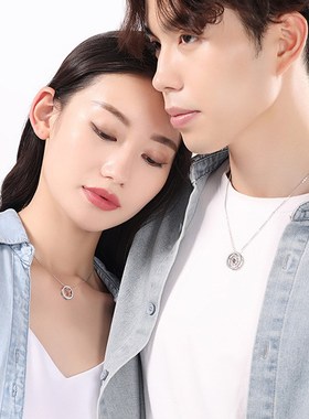 日月情侣项链纯银一对男女款定情信物小众设计感吊坠配饰星辰