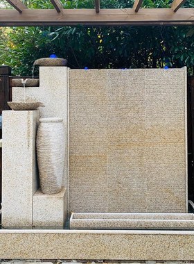 石材水幕墙流水墙喷泉庭院瀑布水景C公司屏风别墅鱼池景观石头直