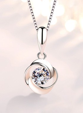 999纯银项链女士潮网红吊坠情人节礼物玫瑰吊坠一见钟情锁骨链