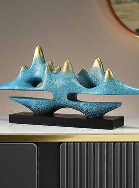 新中式办公d室假山摆件样板间茶室家居软装饰品客厅电视柜玄关摆