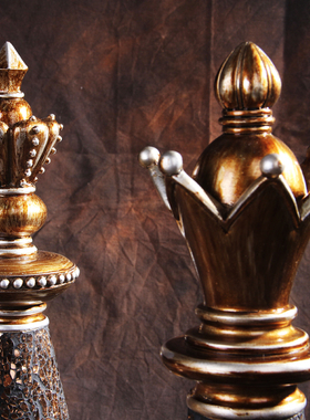 美式轻奢国d际象棋家居摆件软装样板间拍照摄影陈列道具摆设装饰