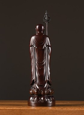 黑檀实木雕刻木雕地藏王佛像家居供E奉摆件工艺品地藏菩萨摆设佛