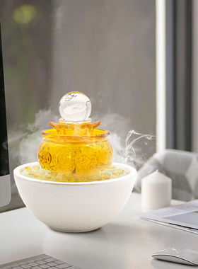 聚宝盆收银柜台流水摆件招财w风水球循环水玄关摆件装饰乔迁开业