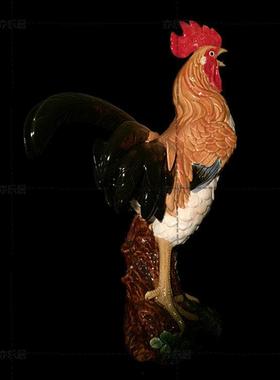 石湾公仔陶瓷公鸡摆件玄关电视柜客厅家居生肖装饰品招财镇宅风水