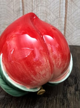 陶瓷寿桃寿辰送长辈老人恩师老师礼品客厅玄关家居电视柜饰品摆件