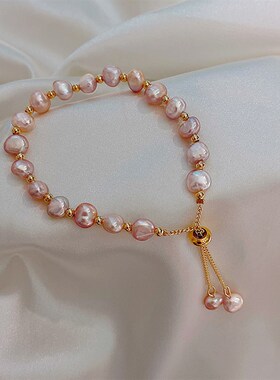 淡水珍珠手链女夏小众设计复古女生日式新款潮首饰精致手串甜美