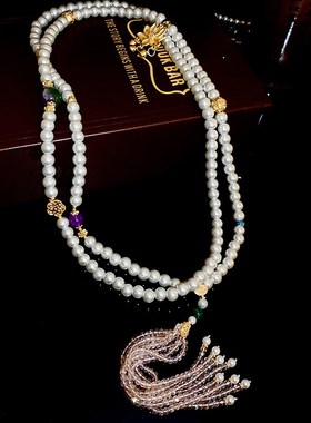 真金电镀新中式莲花珍珠项链身体链古风多层高级感气质锁骨链项饰