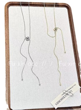 夏日新款金银圆球毛衣链女生冷淡风小众设计高级感项链百搭锁骨链