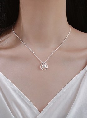 925银珍珠颈链轻奢小众项链2024新款爆款高级感锁骨链女饰品