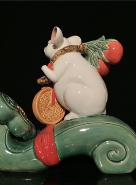 石湾公仔陶瓷十二生肖鼠年老鼠摆件新居乔迁家居装饰拜年商务礼品