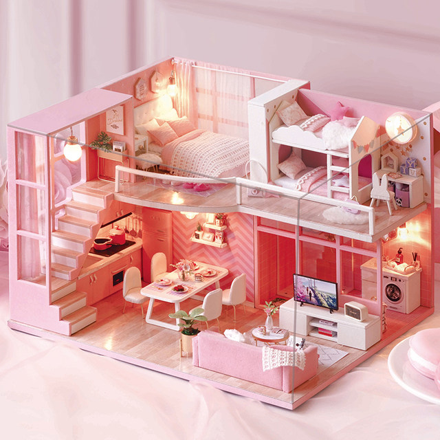 Duplex loft doll house miniature scene assembly model