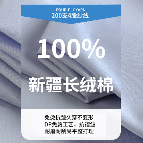 【200支4股纯棉DP免烫】太子龙长袖衬衫男士灰色短袖新款商务衬衣 - 图0