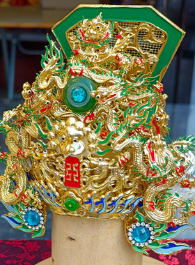 极速台版纯手工纸帽关帝帽关w帝圣君关公武盔神像佛像头冠中式客