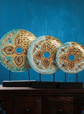 极速异丽东南亚风格桌面r摆件泰式工艺品客厅玄关电视柜实木手工