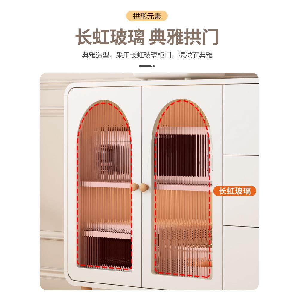 奶油风餐边柜玄关靠墙一体家用厨房客厅酒柜现代简约轻奢储物橱柜,淘宝优惠券,粉丝福利购,淘宝优惠卷