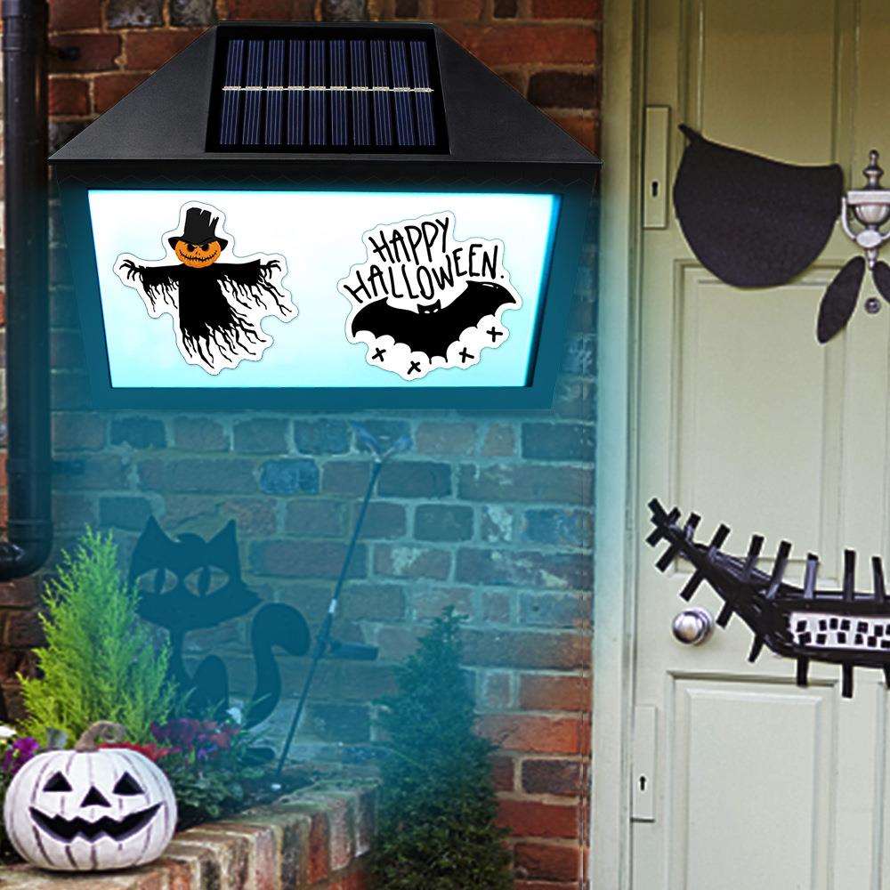 太阳能数字门牌灯户外七彩壁灯遥控万圣节LED光控防水圣诞节装饰 - 图2