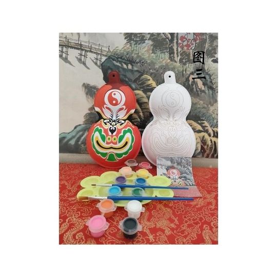 小号diy传统文化手工马勺葫芦社火带纹路脸谱白坯非遗文创教材