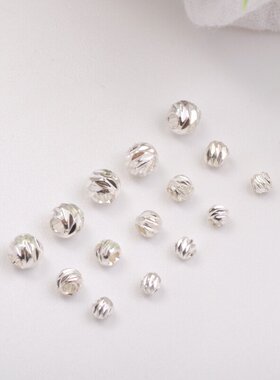 保色金珠14k包金横切花珠圆珠diy手工串手链项链饰品首饰隔珠散珠
