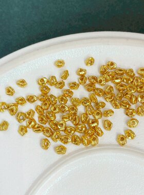 S925古法银镀金配件实心碎金子手链diy三角小碎金隔片小隔珠配饰