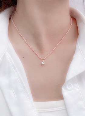 高级感小众设计时尚串珠项链女锆石吊坠轻奢气质新款爆款锁骨链