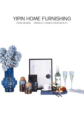 样板房间摆件厨房花艺挂画道具F厨具餐具酒杯套组装饰品