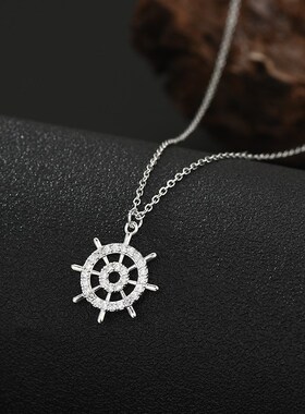 韩版复古船舵项链女潮网红吊坠简约气质个性锁骨链女项链饰品