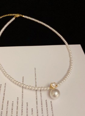 小众设计感微镶锆石珍珠项链时尚轻奢锁骨链气质百搭优雅颈链配饰