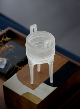 新中式透明琉璃高脚香炉香插复古风三足鼎茶席文艺书房玻璃罩摆件