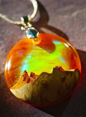 晚霞树脂夜光吊坠发光项链个性胶手工情侣男女生日礼物