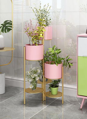 北欧简约花架置物架客q厅小空间花盆架室内多个落地式绿萝植物架