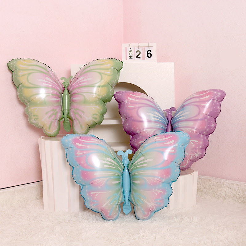 新款幻彩渐变蝴蝶造型气球儿童生日户外活动装饰橱窗布置拍照礼物,淘宝优惠券,粉丝福利购,淘宝优惠卷