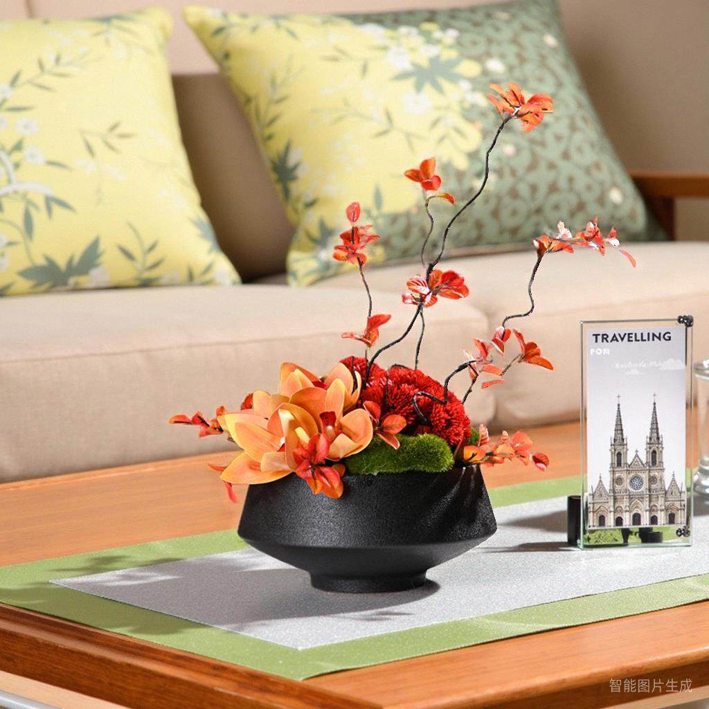 中式高端酒店餐厅大圆桌转盘中间摆花餐桌花仿真花包厢造景红装饰,淘宝优惠券,粉丝福利购,淘宝优惠卷